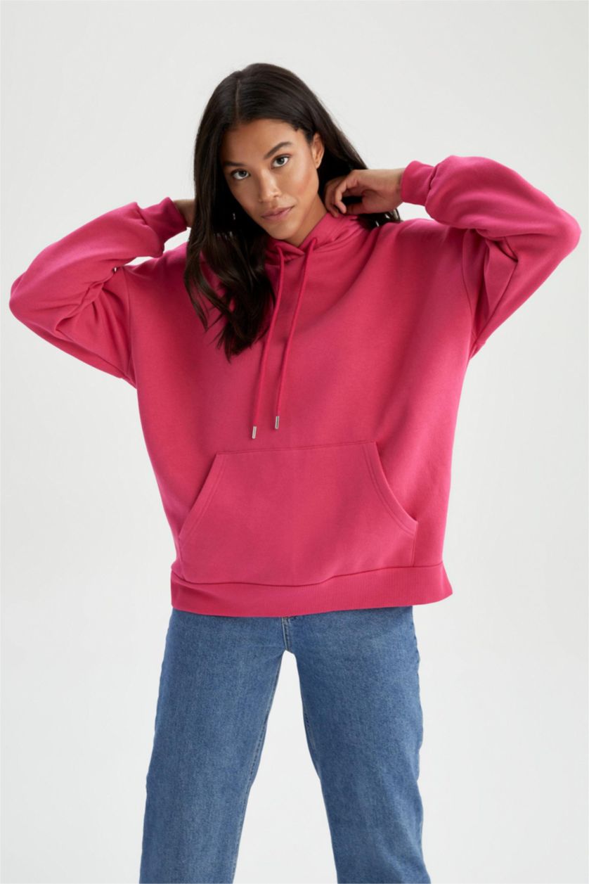 FEMME Rose Foncé Sweat À Capuche Oversize