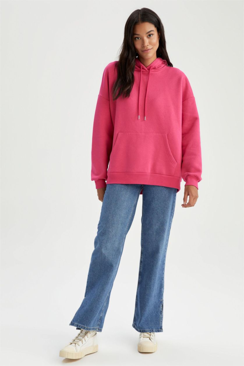 FEMME Rose Foncé Sweat À Capuche Oversize