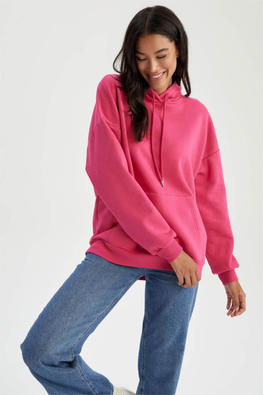 FEMME Rose Foncé Sweat À Capuche Oversize