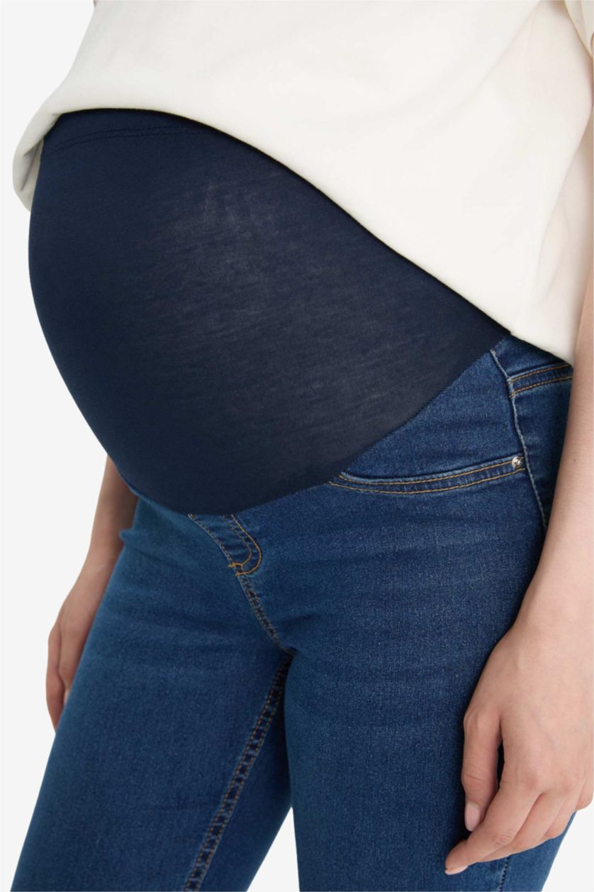 نساء نيلي بنطلون حمل جينز سكيني فيت وخصر عالي