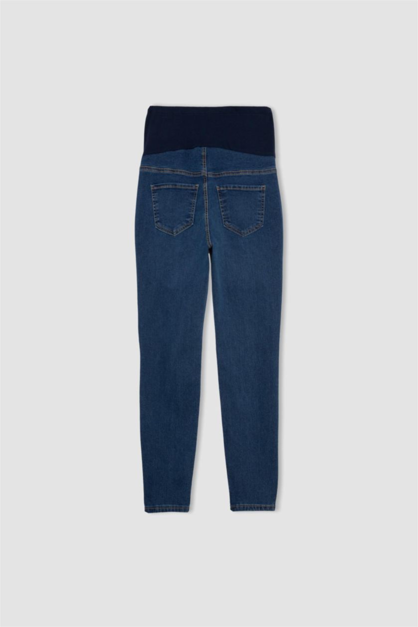 نساء نيلي بنطلون حمل جينز سكيني فيت وخصر عالي