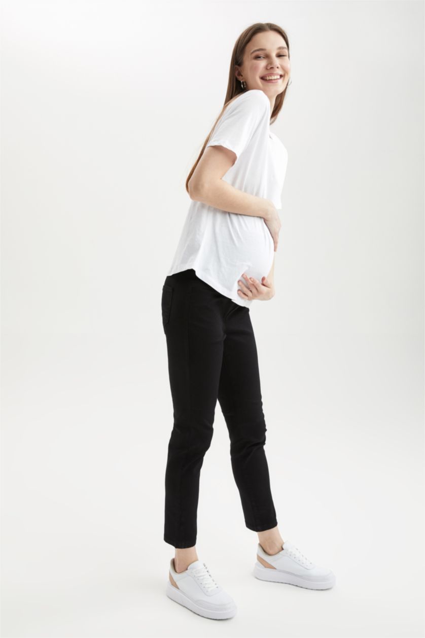 WOMAN Black High Waist Slim Fit Maternity Pants