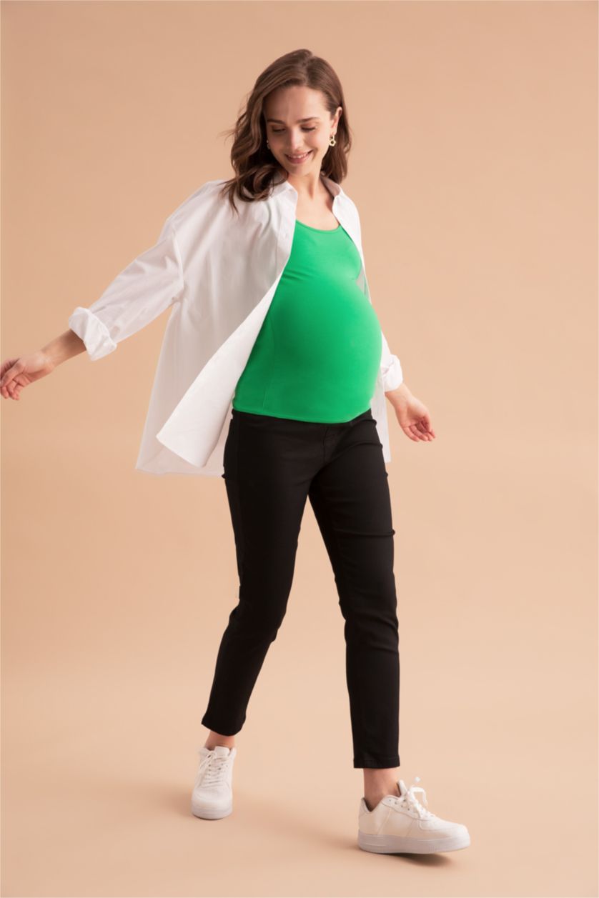 WOMAN Black High Waist Slim Fit Maternity Pants