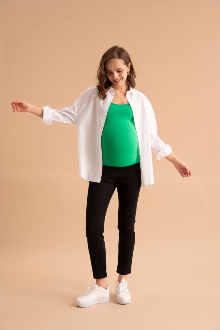 WOMAN Black High Waist Slim Fit Maternity Pants