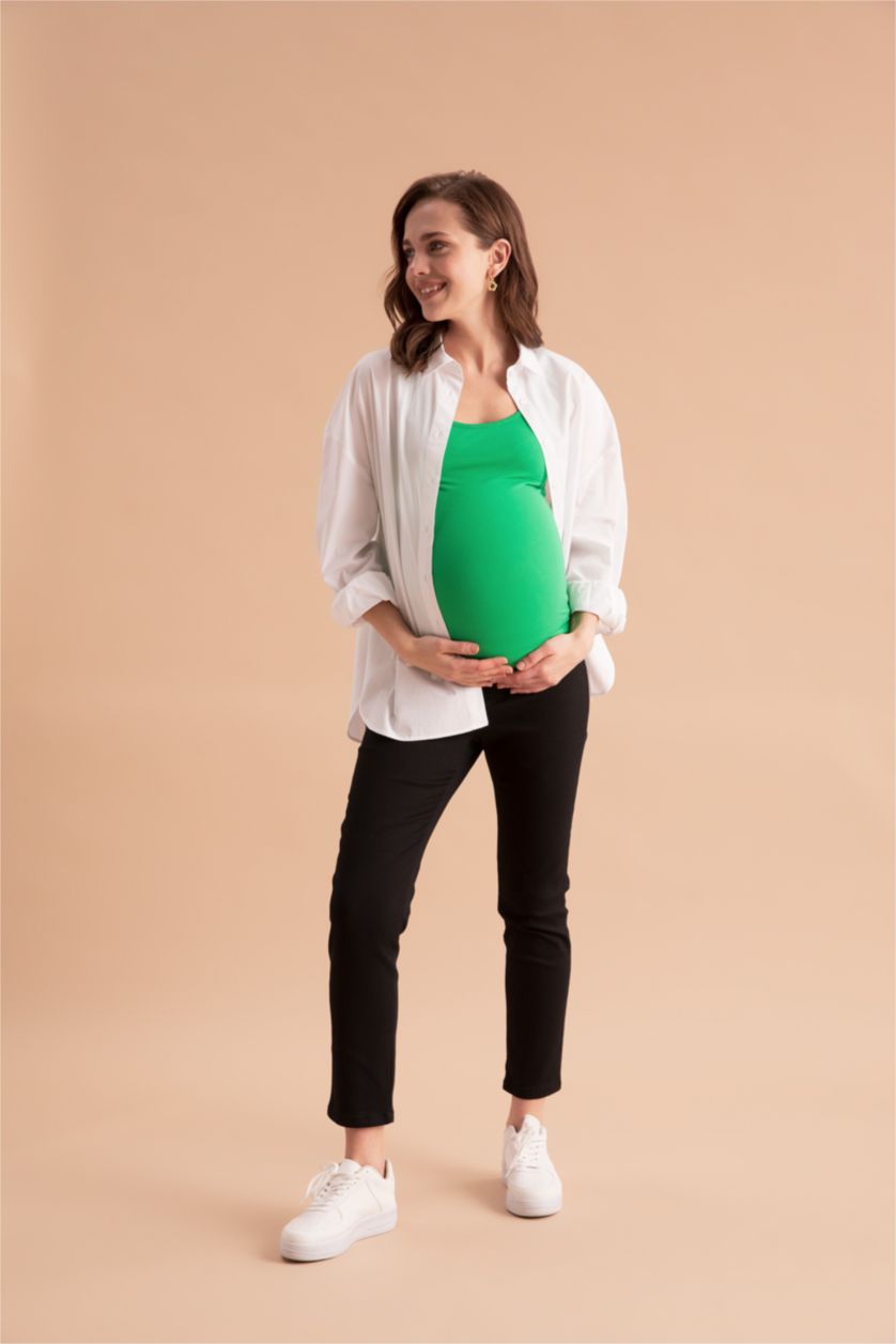 WOMAN Black High Waist Slim Fit Maternity Pants