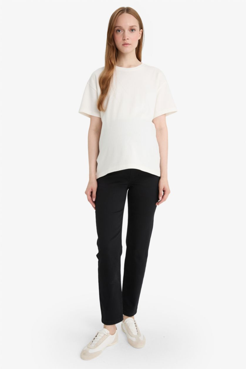 نساء أسود سروال جينز للحوامل سليم فيت