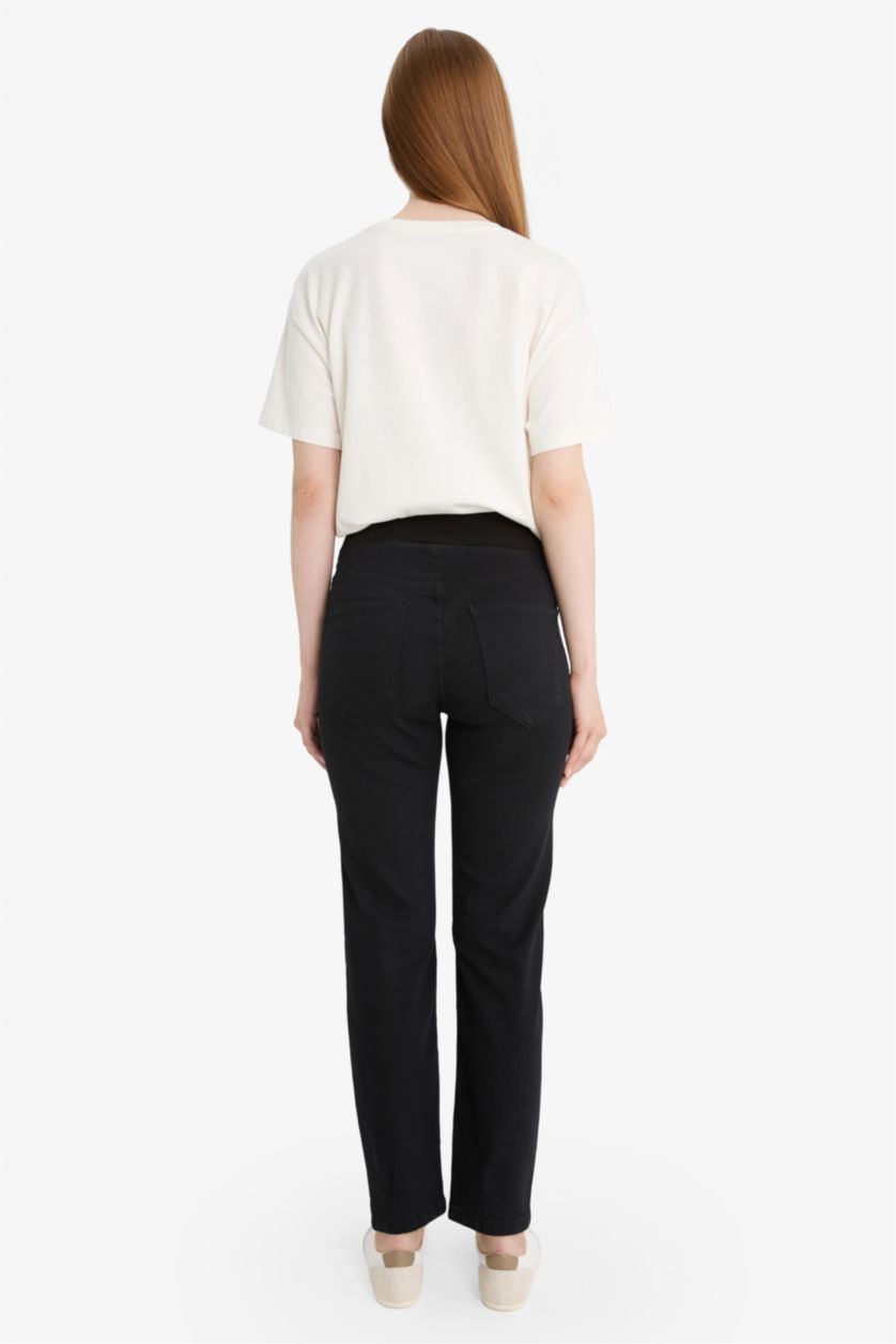 نساء أسود سروال جينز للحوامل سليم فيت