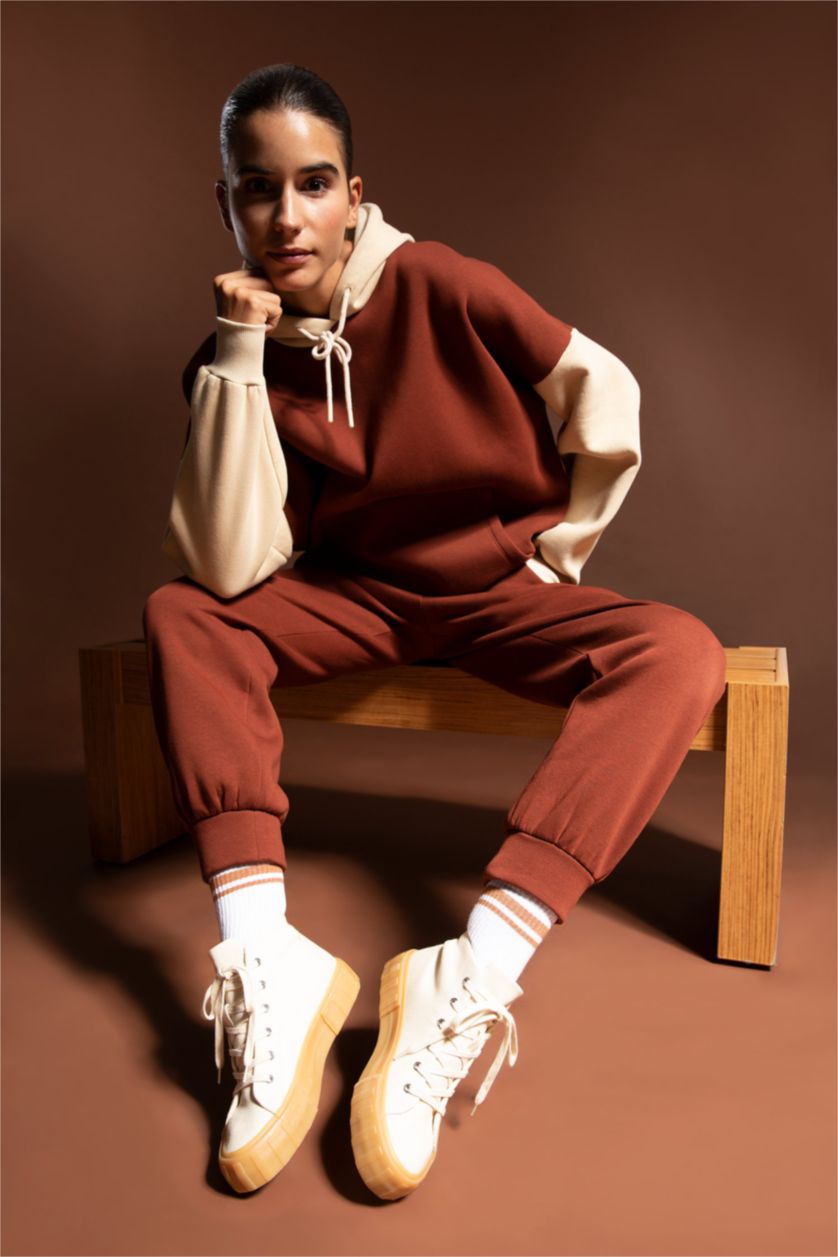 FEMME Bordeaux Clair jogger Thick Sweatshirt Fabric Trousers