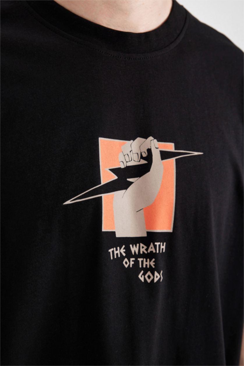 MAN Black Oversized Shorts Sleeve Back Print T-Shirt