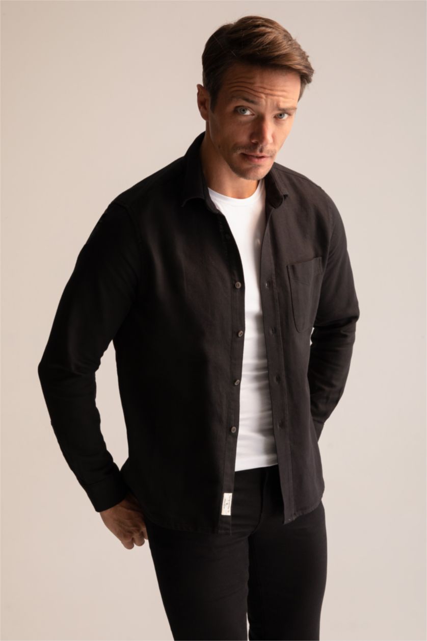 MAN Black Modern Fit Long Sleeve Shirt