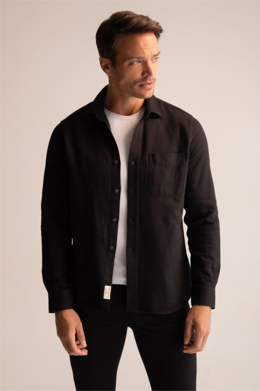MAN Black Modern Fit Long Sleeve Shirt