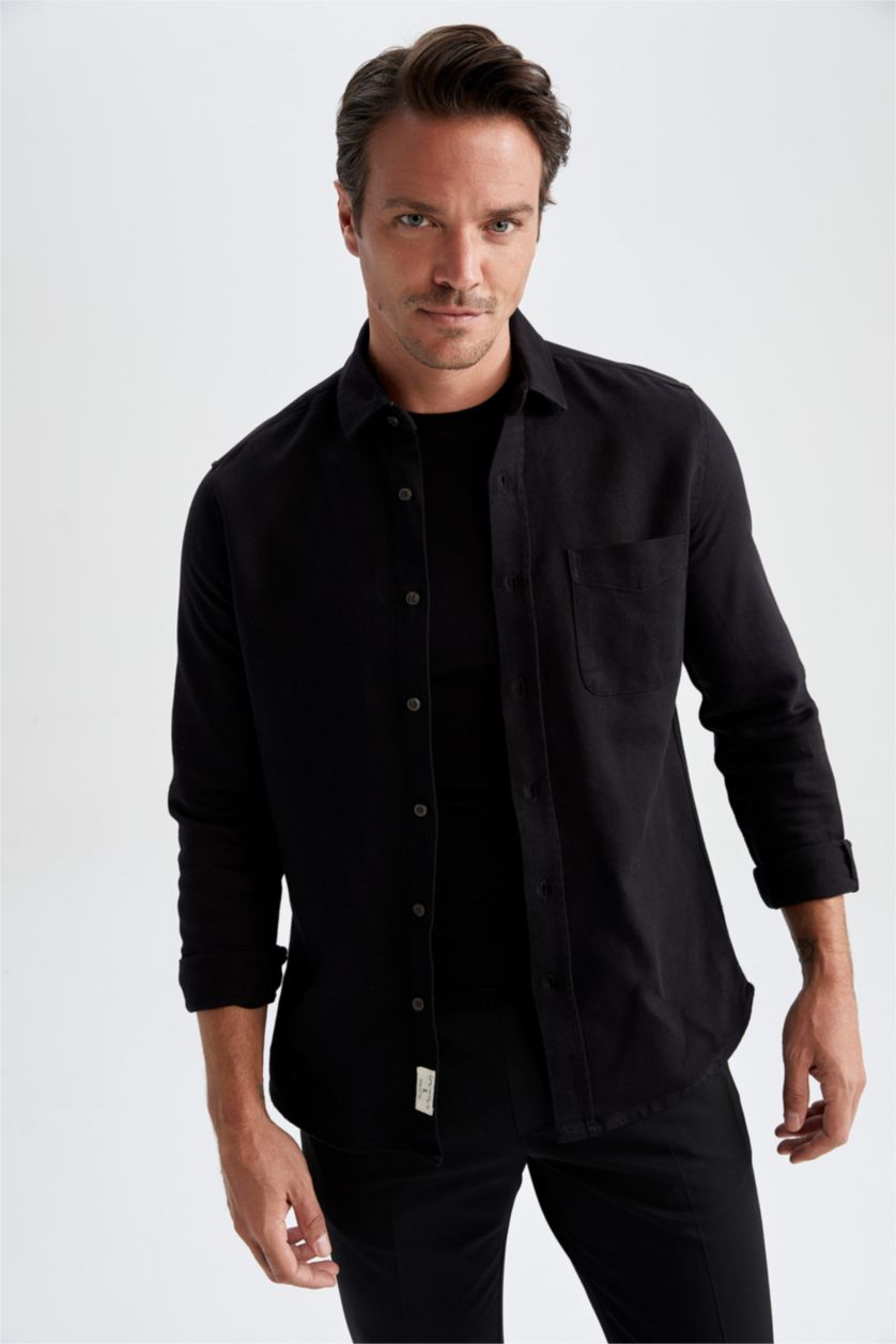 MAN Black Modern Fit Long Sleeve Shirt