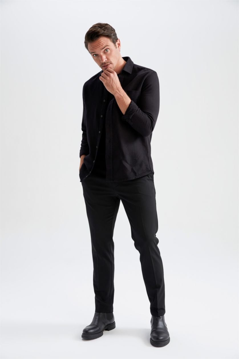 MAN Black Modern Fit Long Sleeve Shirt