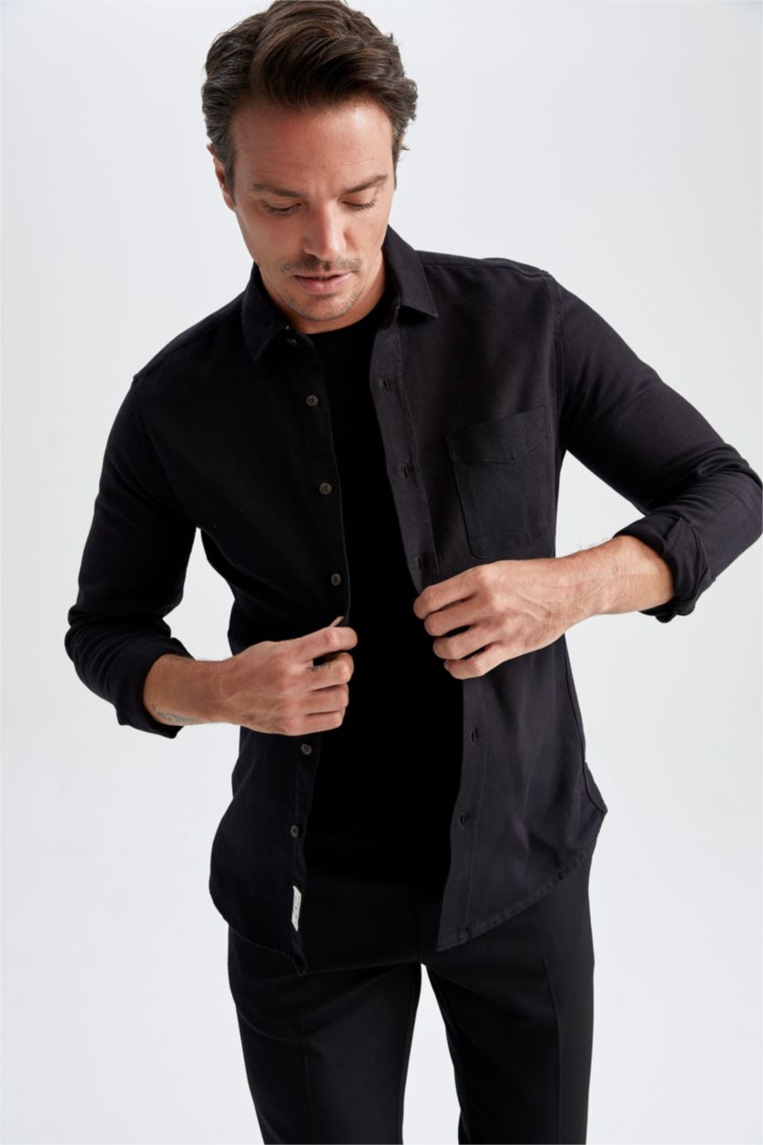 MAN Black Modern Fit Long Sleeve Shirt