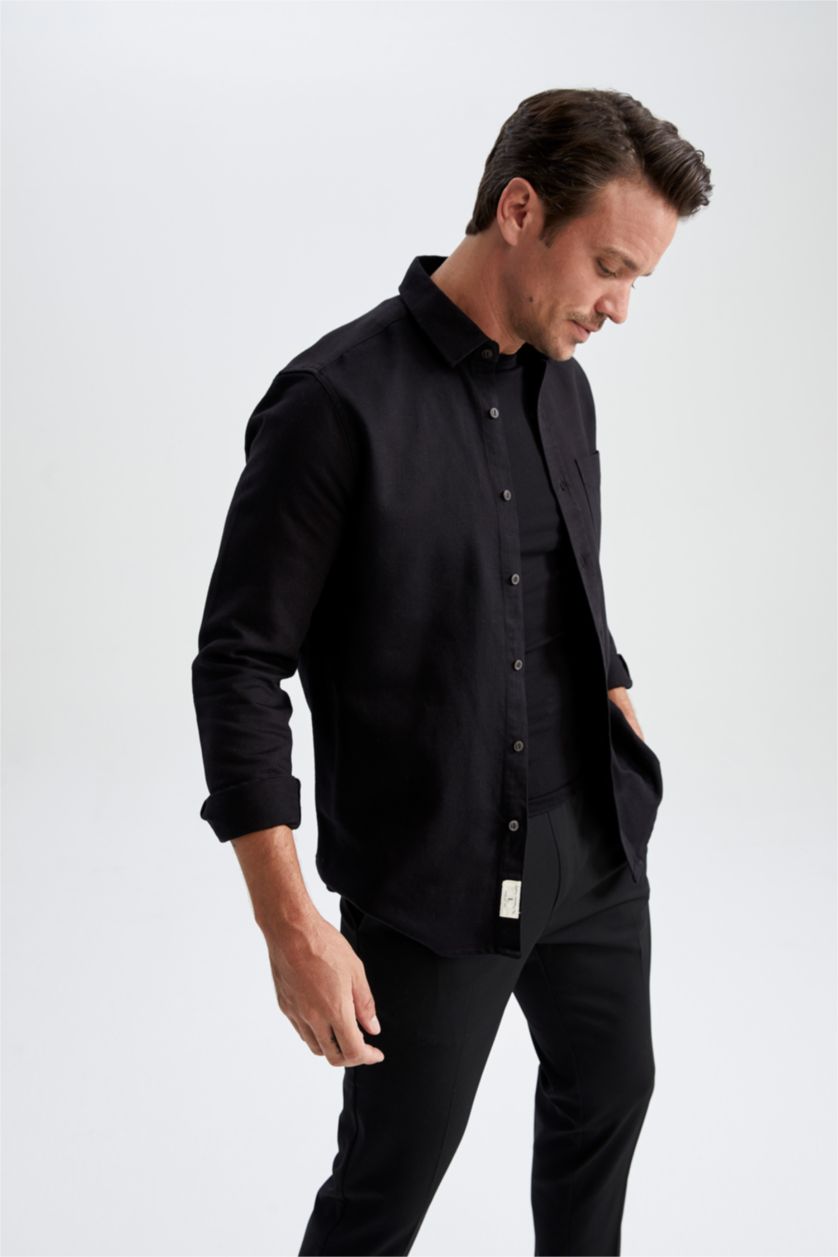 MAN Black Modern Fit Long Sleeve Shirt