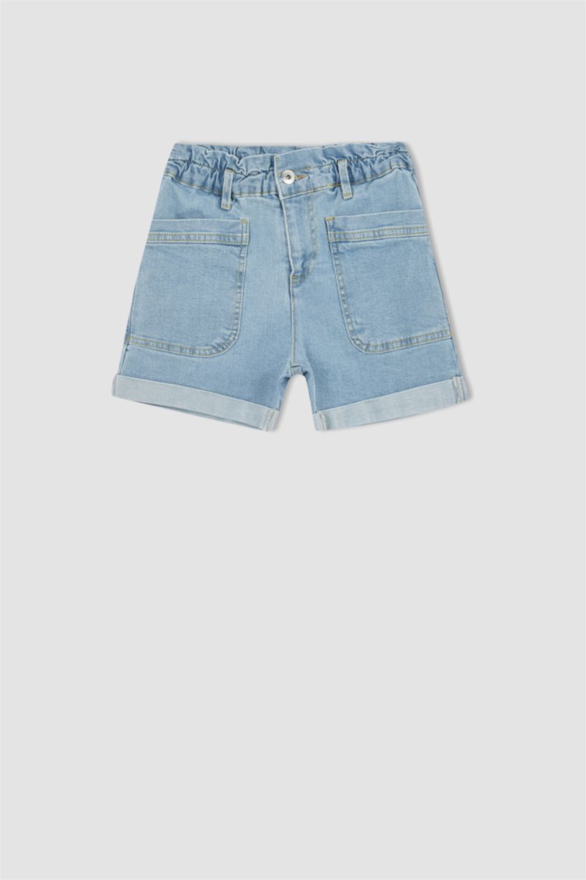 FILLES BLEU Clair Short en jean coupe décontractée pour fille