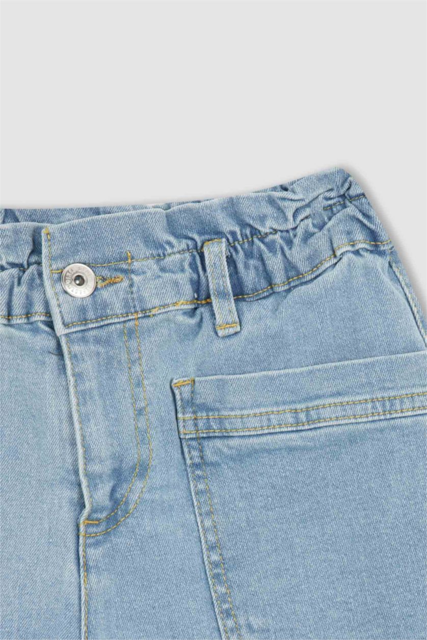 FILLES BLEU Clair Short en jean coupe décontractée pour fille
