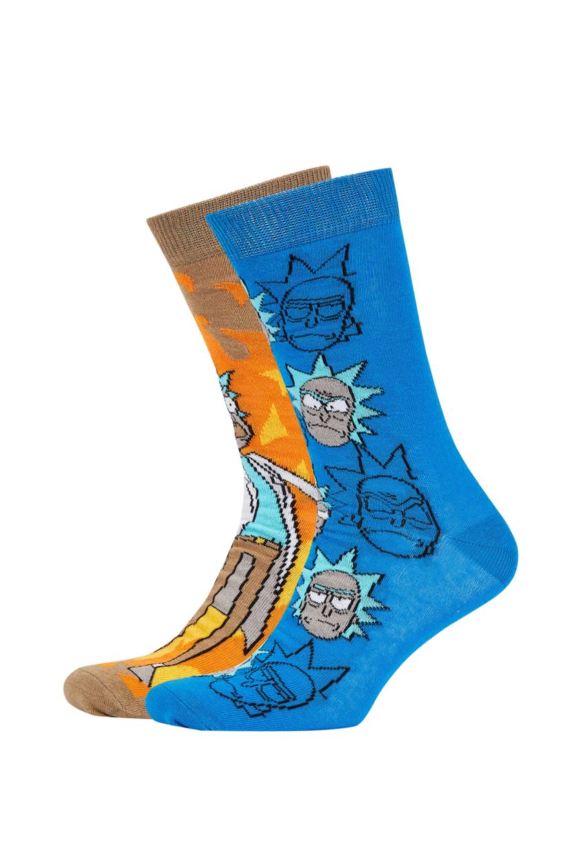 Erkek Karma Erkek Rick and Morty Pamuklu 2'li Uzun Çorap