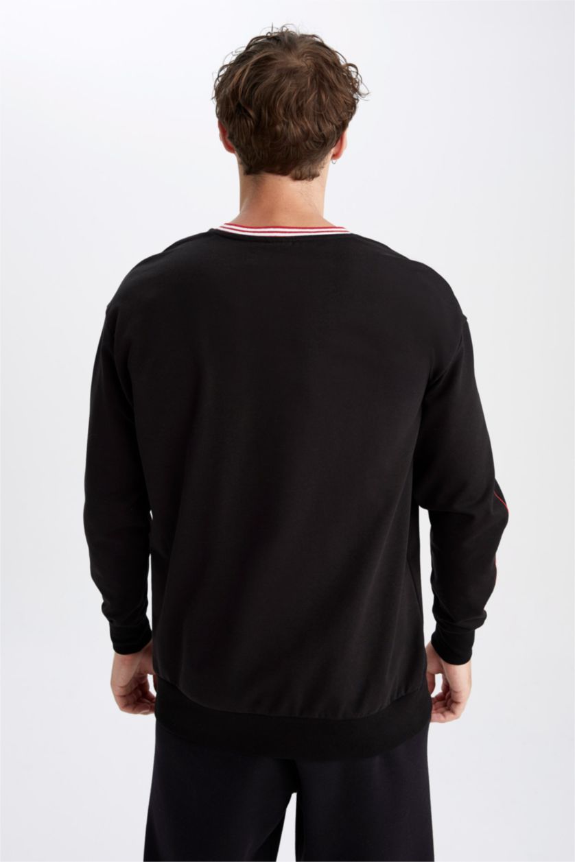 HOMME Noir Sweat- Shirt Coupe Oversize NBA Col rond Chicago Bulls