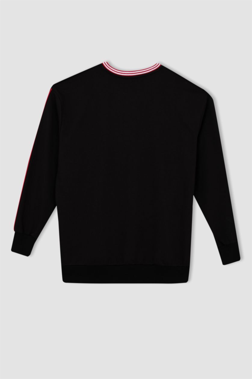 HOMME Noir Sweat- Shirt Coupe Oversize NBA Col rond Chicago Bulls