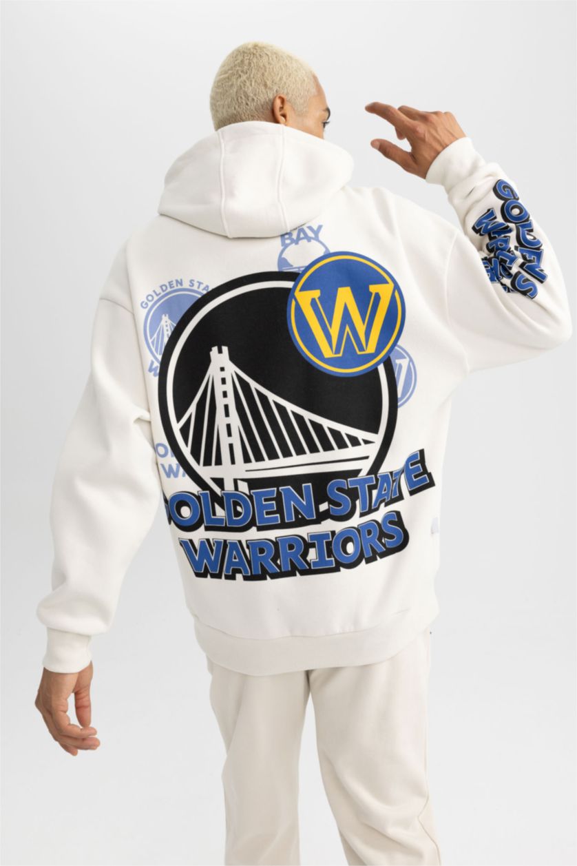 HOMME Beige Sweat- Shirt Coupe Oversize Encapuchonné à Manches Longues De DefactoFit NBA