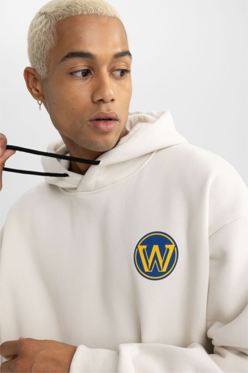 HOMME Beige Sweat- Shirt Coupe Oversize Encapuchonné à Manches Longues De DefactoFit NBA