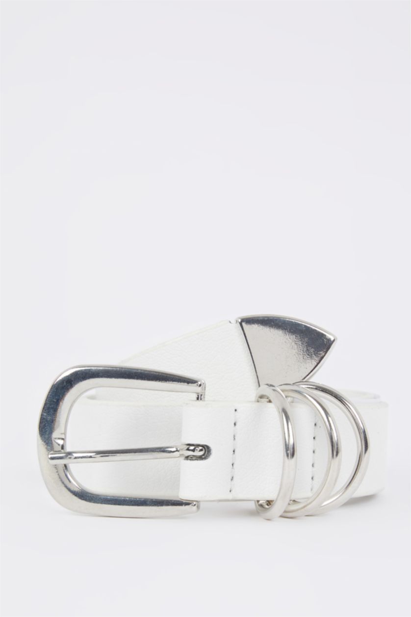 WOMAN White Faux Leather Belt