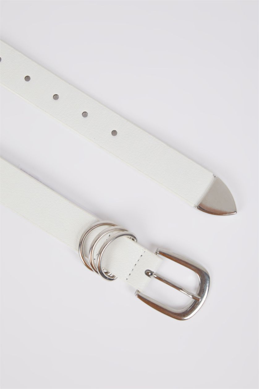 WOMAN White Faux Leather Belt