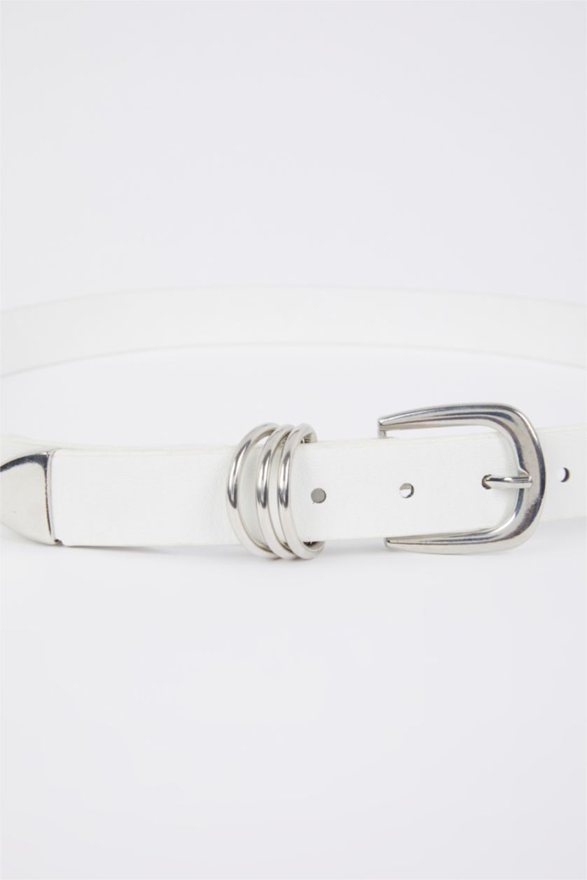 WOMAN White Faux Leather Belt