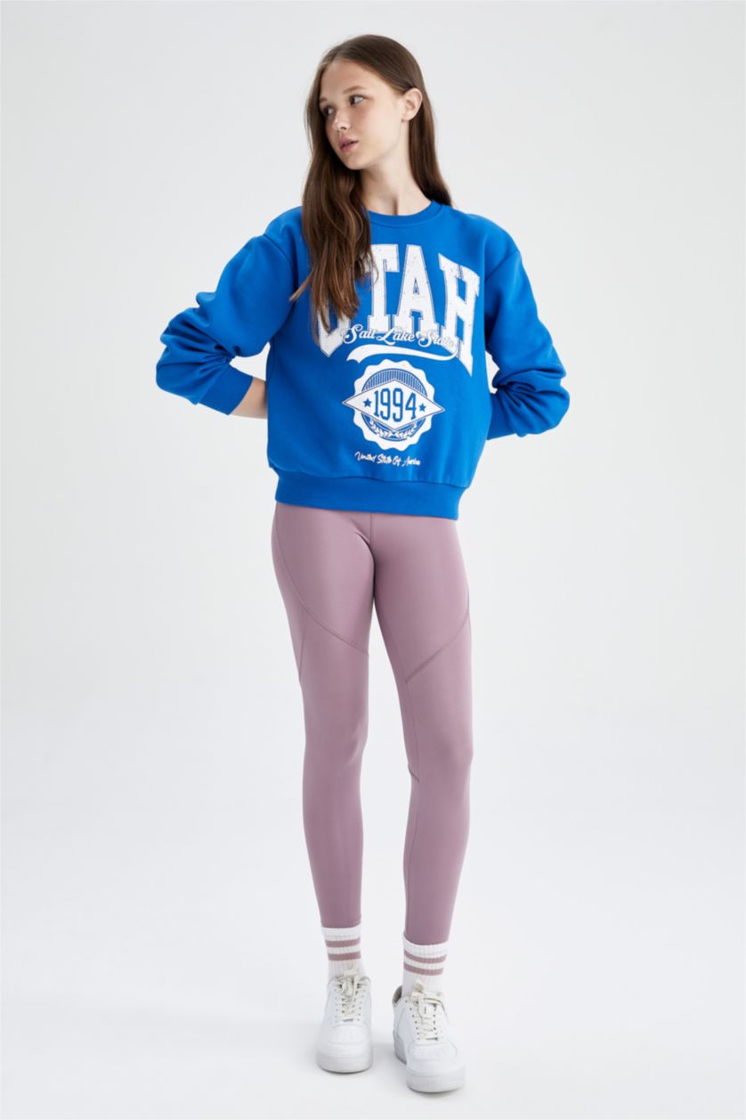 Kadın Açık Mor DeFactoFit Beli Saran Sporcu Ağır Kumaş Tayt