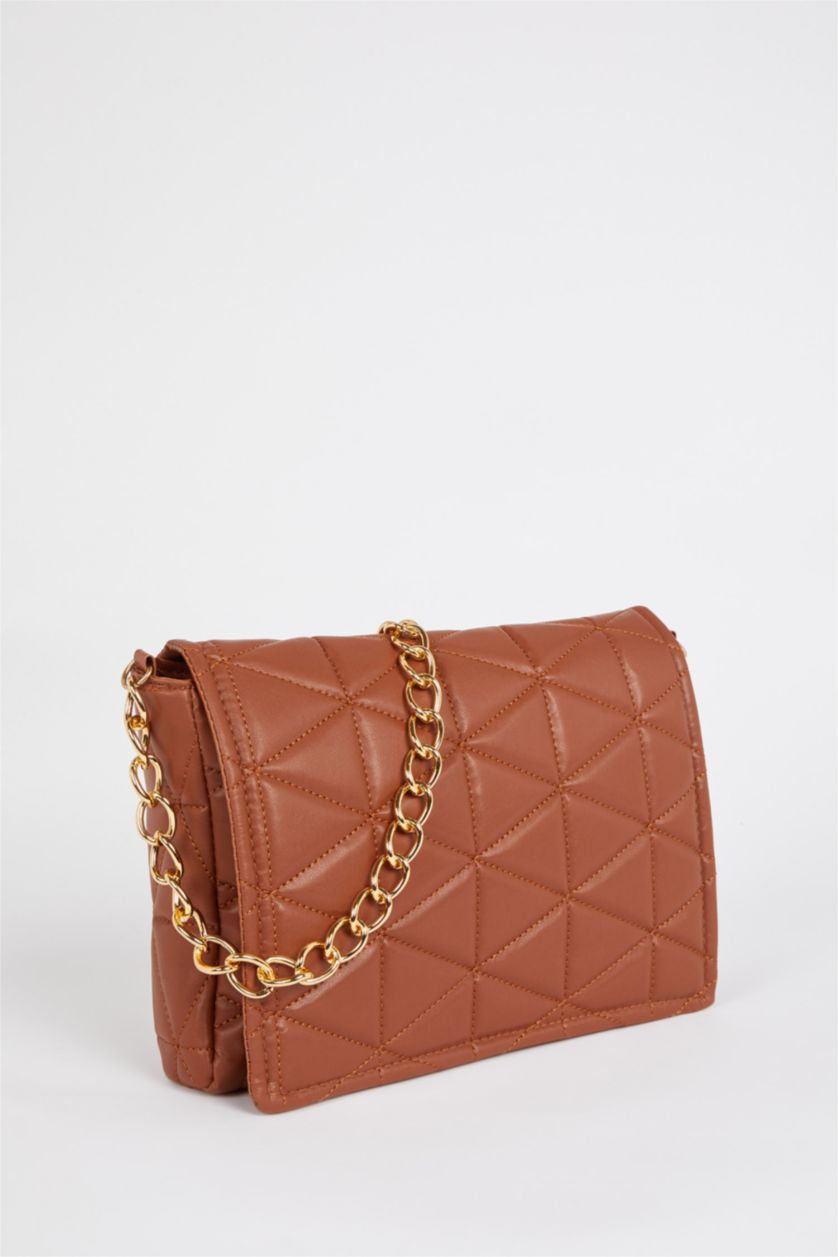 FEMME Marron Sac bandoulière chaîne matelassé pour femme