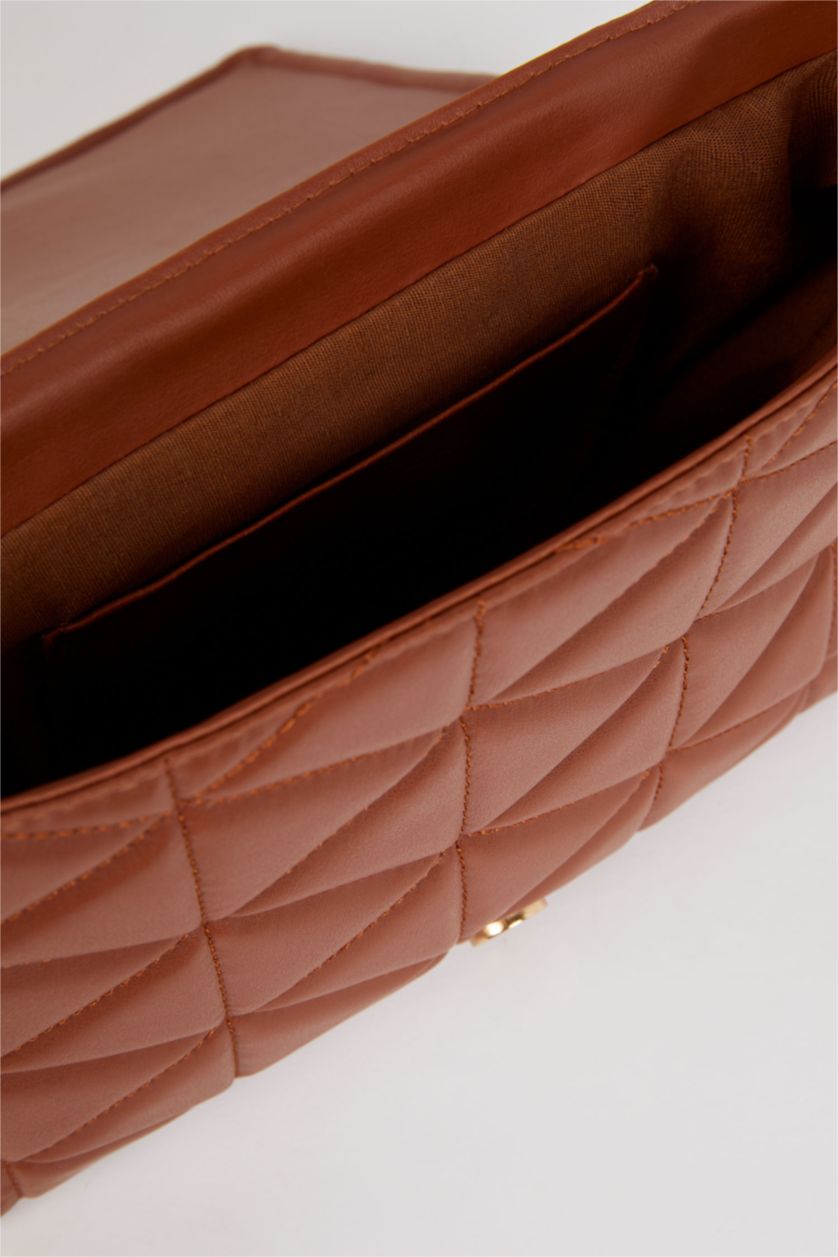 FEMME Marron Sac bandoulière chaîne matelassé pour femme