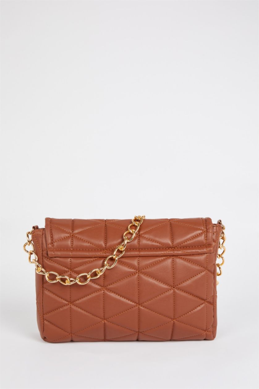 FEMME Marron Sac bandoulière chaîne matelassé pour femme