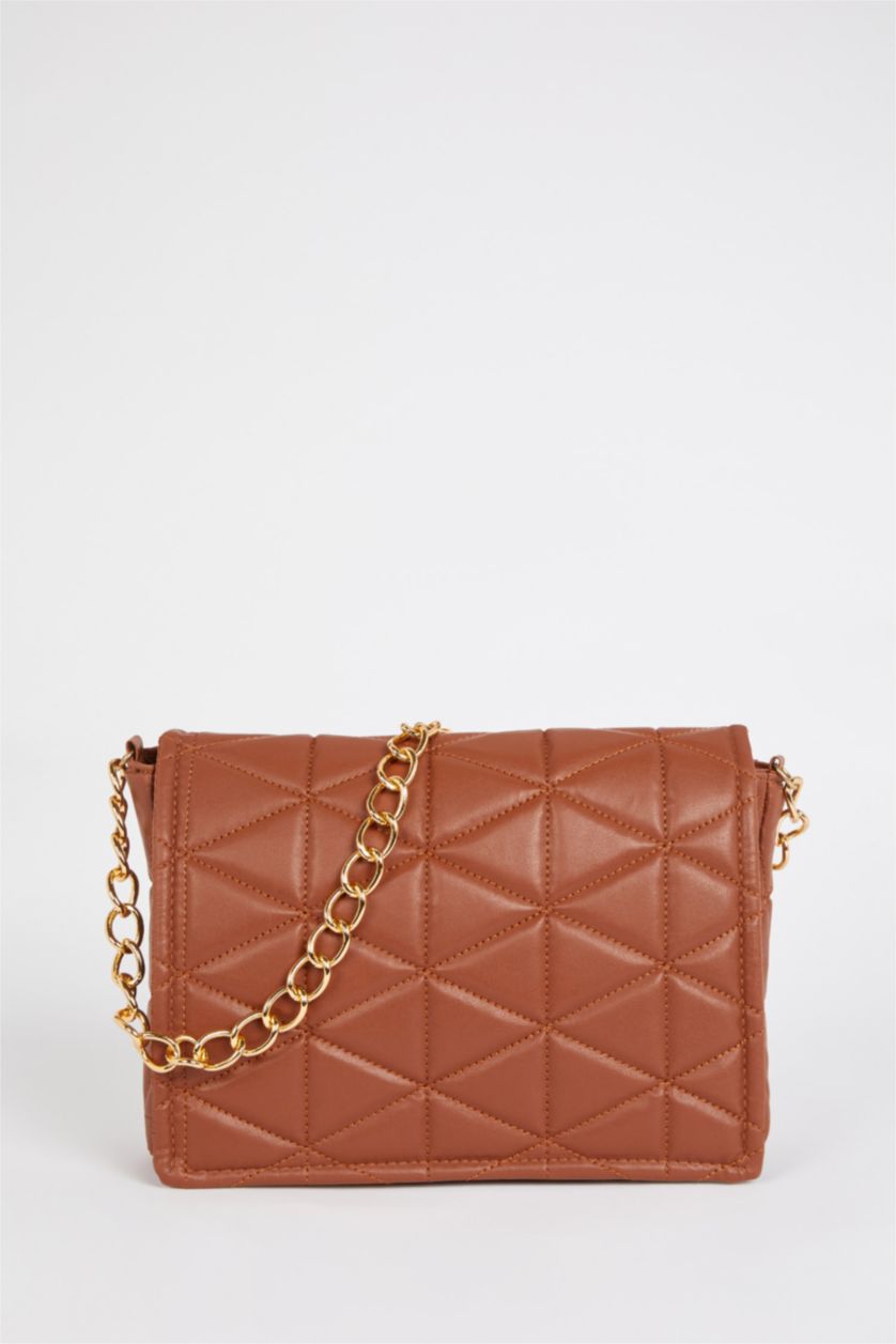 FEMME Marron Sac bandoulière chaîne matelassé pour femme