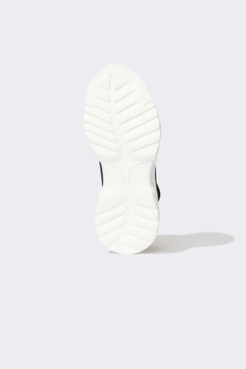 Kadın Siyah Kadın Çorap Bot Tipi Yüksek Tabanlı Crop Spor Ayakkabı