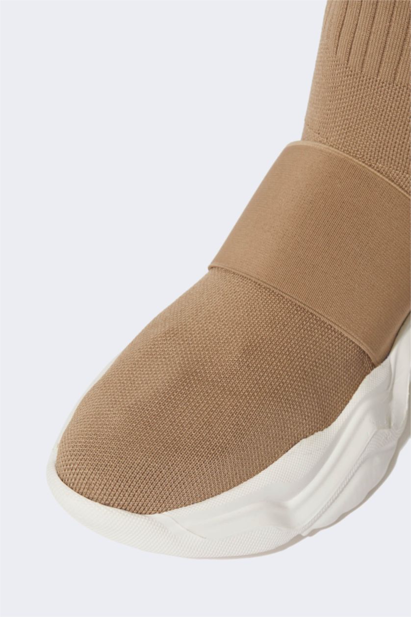 Kadın Nude Kadın Çorap Bot Tipi Yüksek Tabanlı Crop Spor Ayakkabı