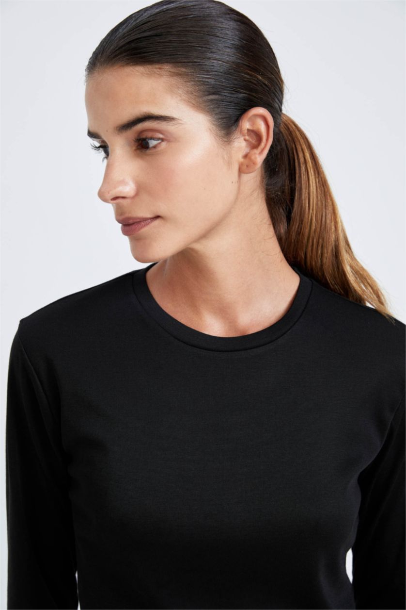 Kadın Siyah Slım Fıt Termal Üst