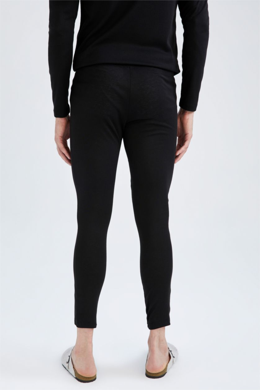 Man Black Slim Fit Thermal Underwear Bottom