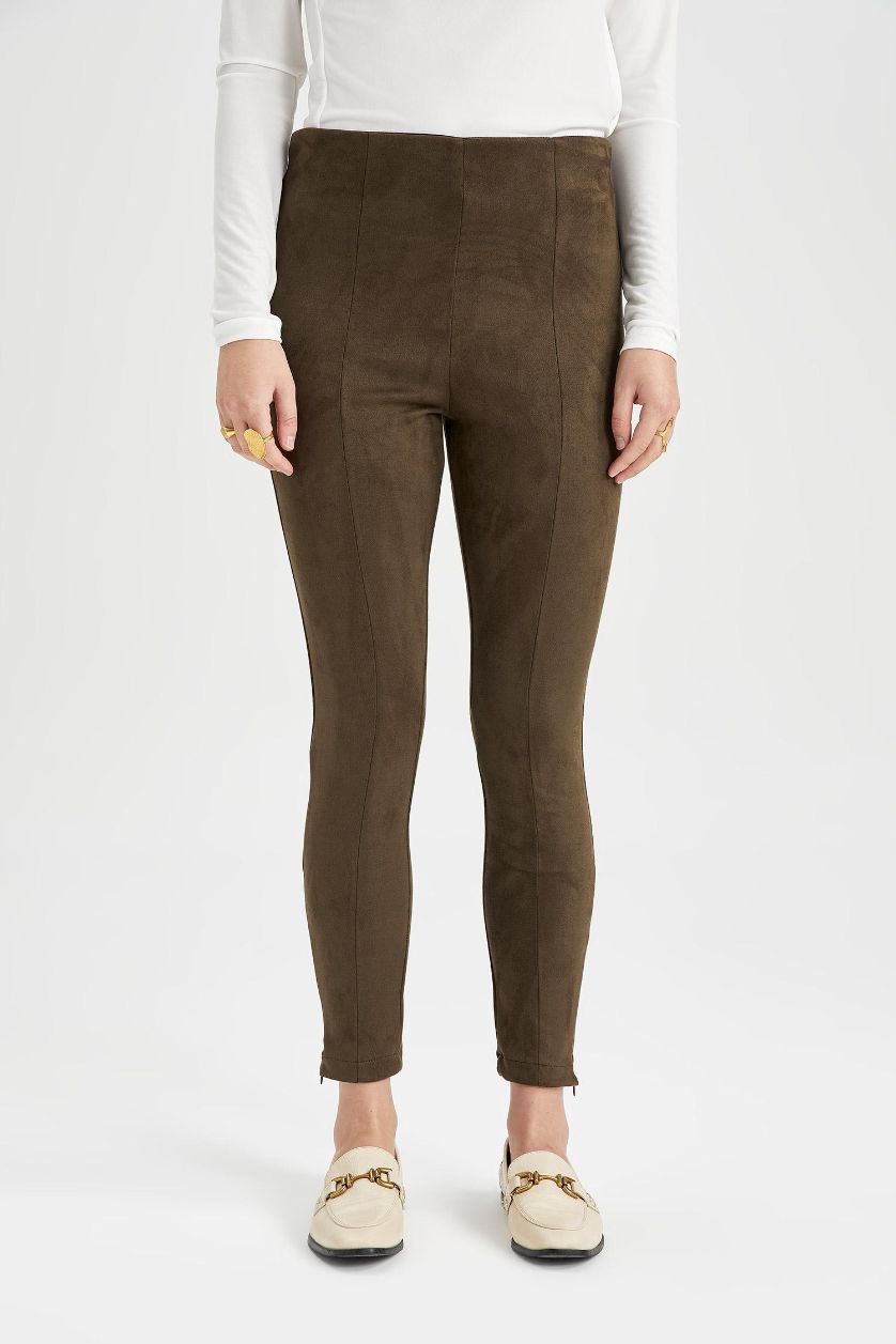 Woman Khaki Normal Waist Leggings