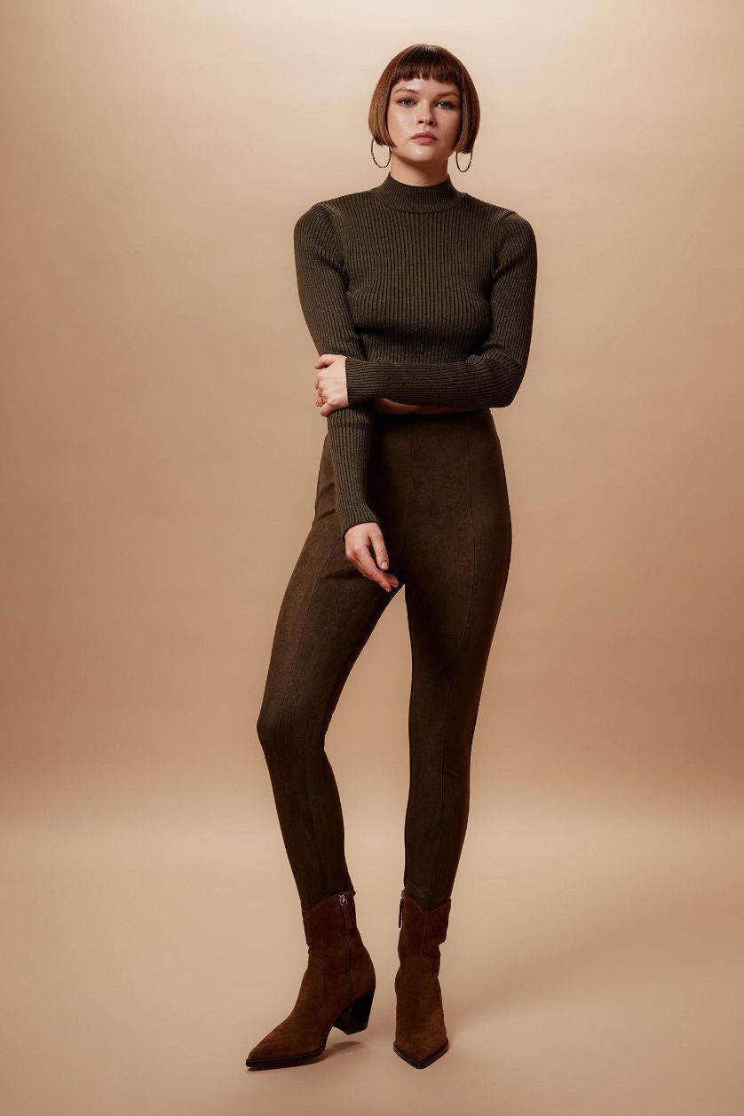 Woman Khaki Normal Waist Leggings