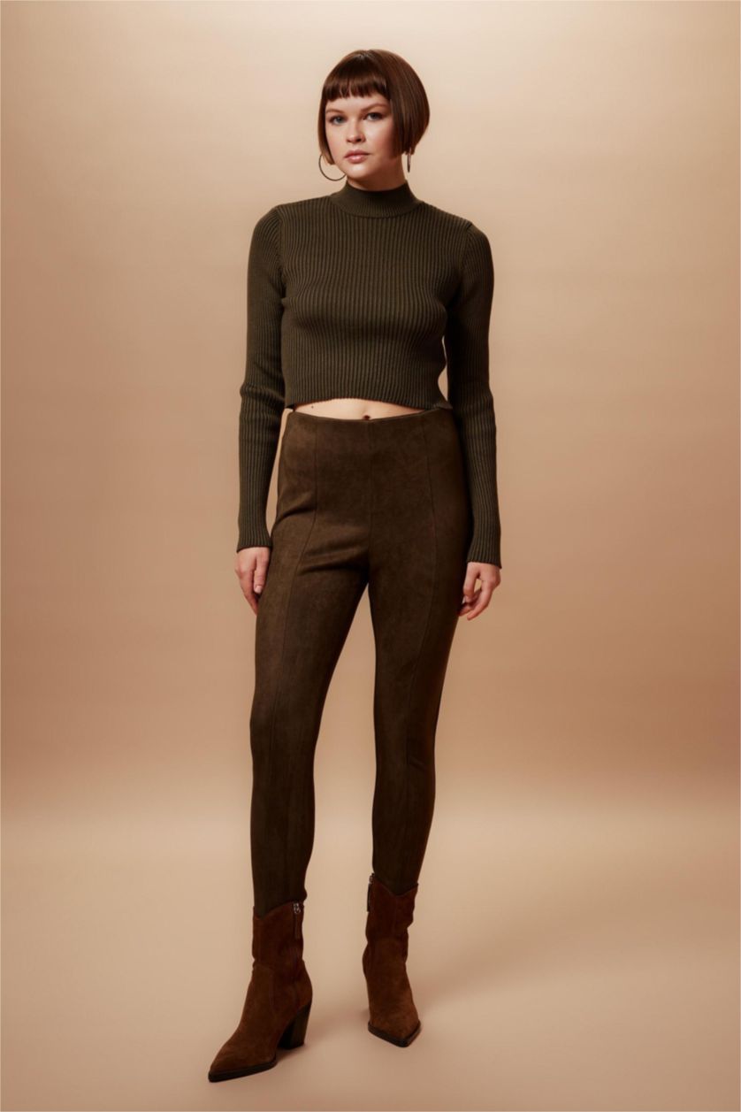 Woman Khaki Normal Waist Leggings