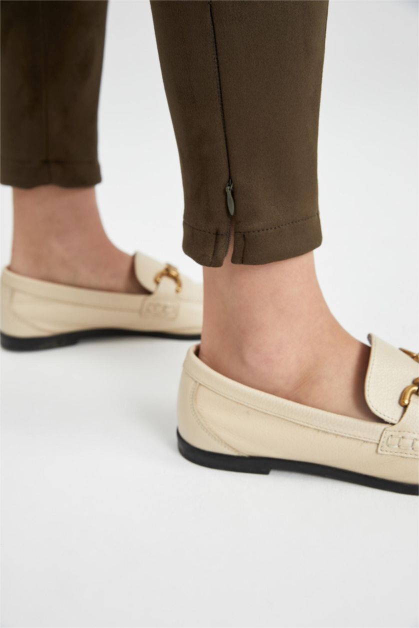 Woman Khaki Normal Waist Leggings