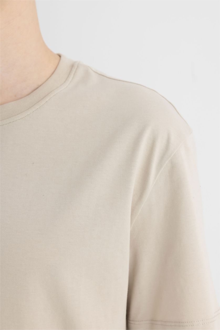 رجال اللون الحجري New Regular Fit Short Sleeve T-Shirt