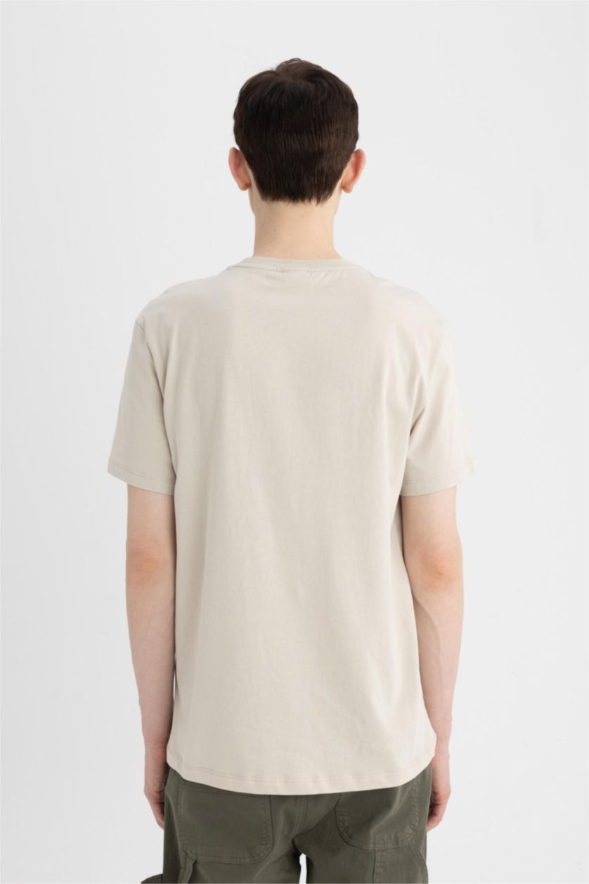 رجال اللون الحجري New Regular Fit Short Sleeve T-Shirt