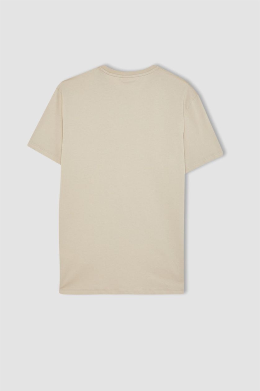 رجال اللون الحجري New Regular Fit Short Sleeve T-Shirt