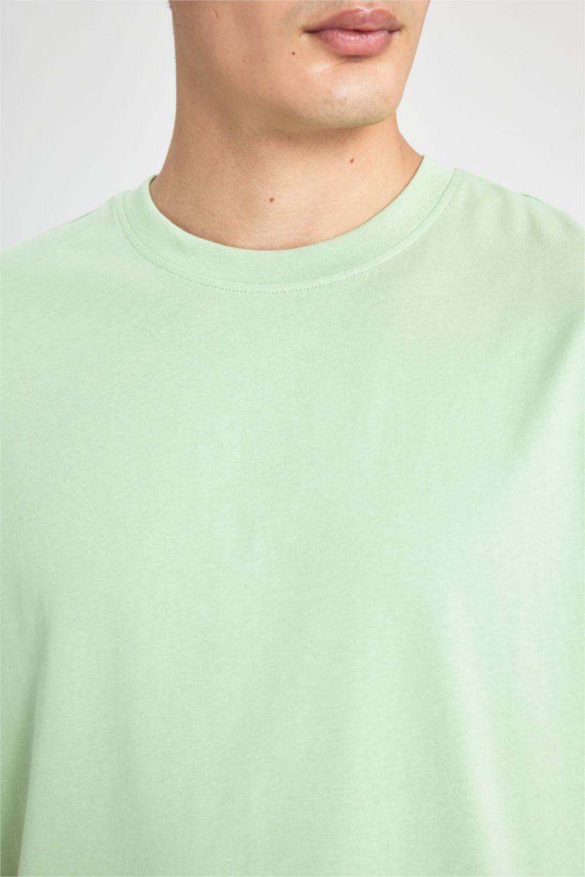 Erkek Mint New Regular Fit Bisiklet Yaka Basic Düz %100 Pamuk Kısa Kollu Tişört