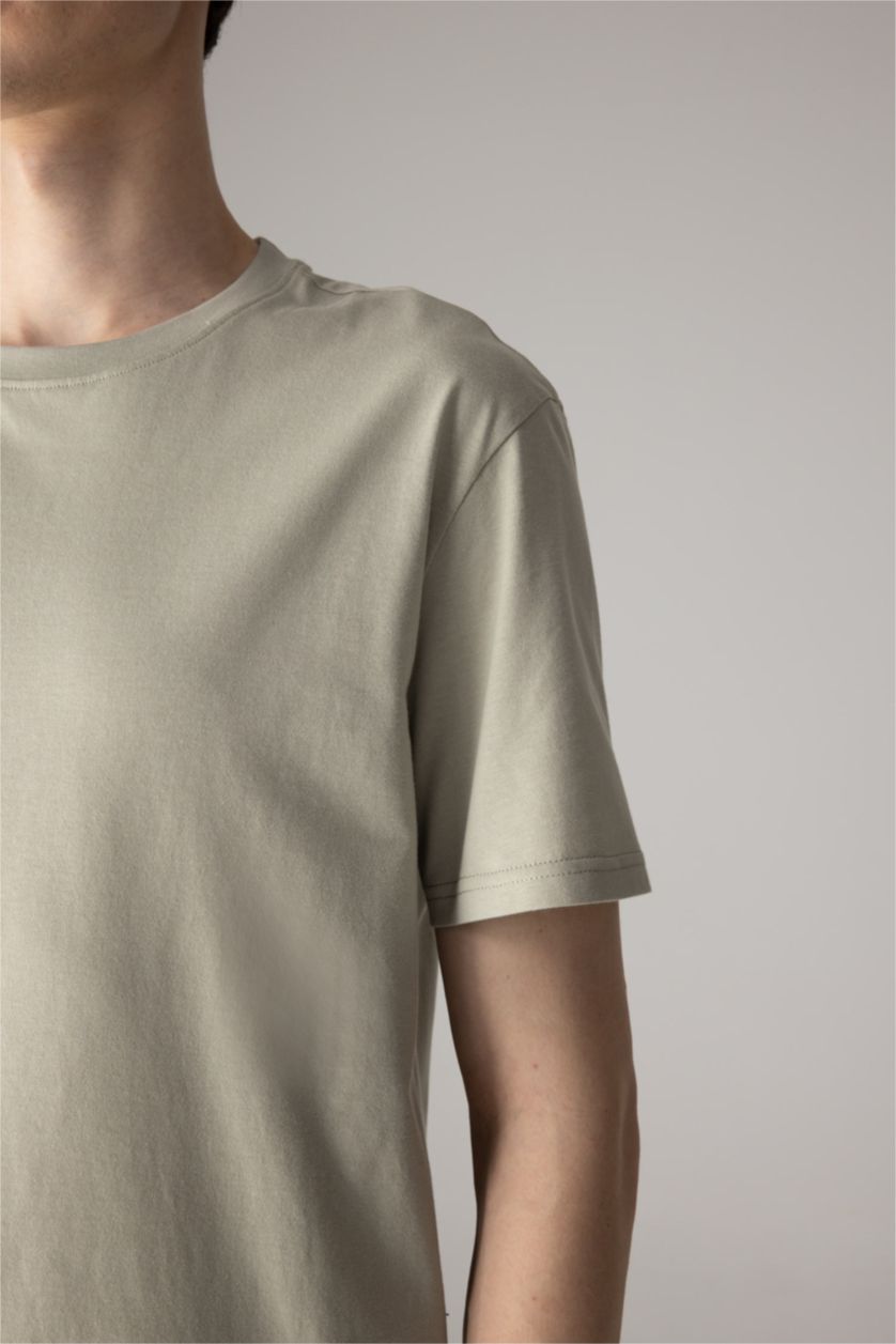 HOMME Kaki Clair T-shirt à manches courtes Nouvelle coupe régulière