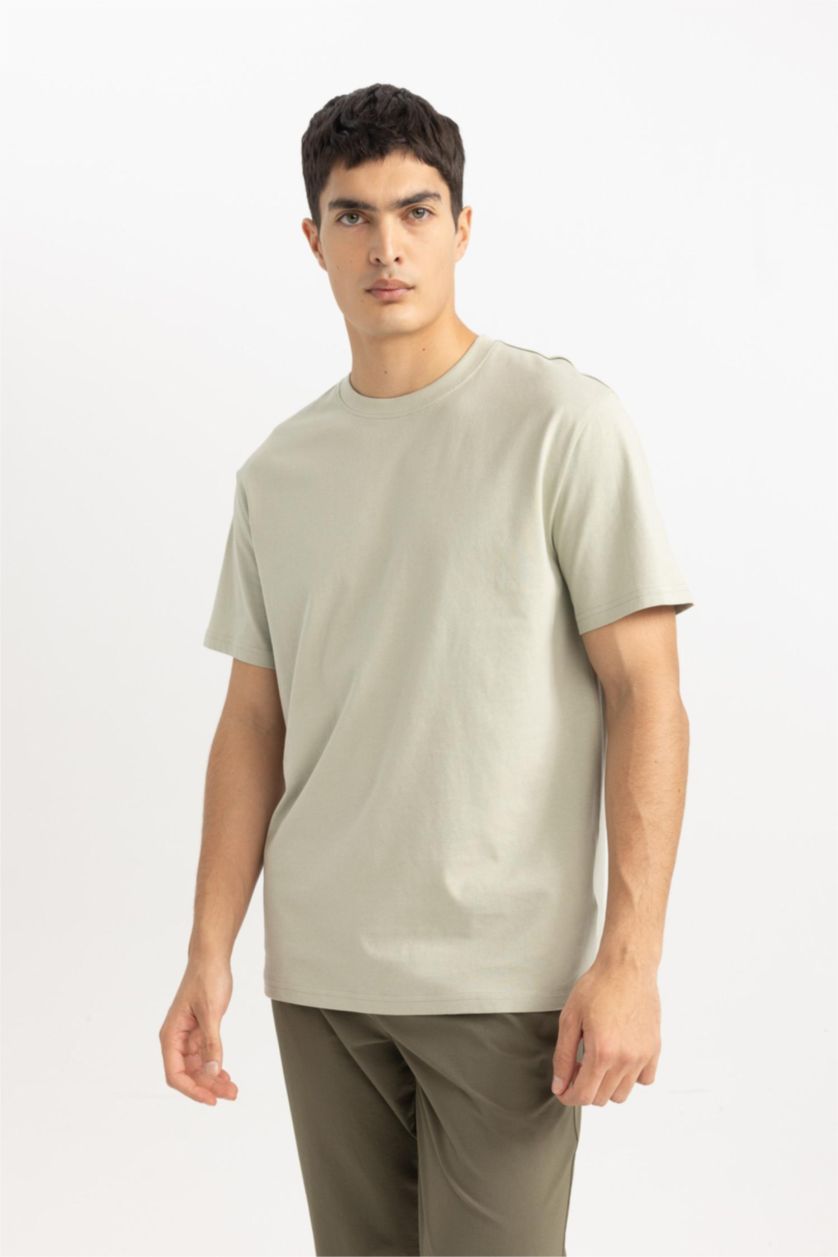 HOMME Kaki Clair T-shirt à manches courtes Nouvelle coupe régulière