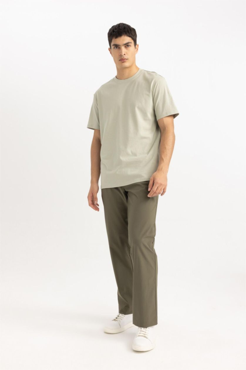 HOMME Kaki Clair T-shirt à manches courtes Nouvelle coupe régulière