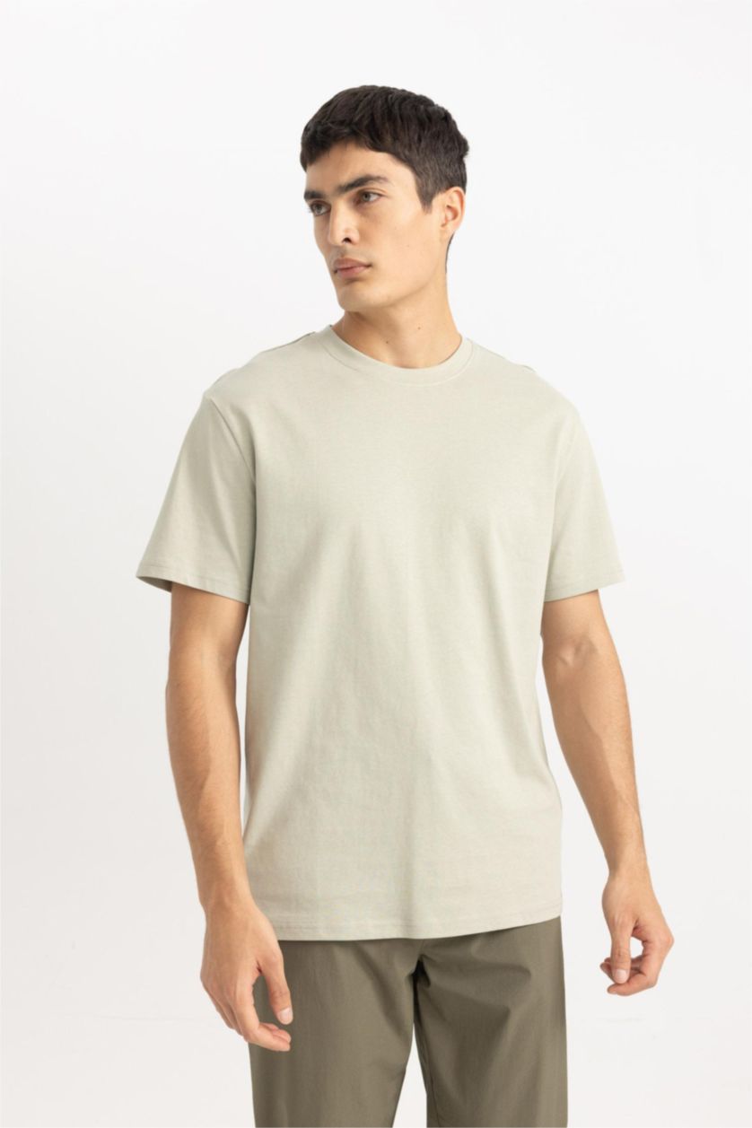 HOMME Kaki Clair T-shirt à manches courtes Nouvelle coupe régulière